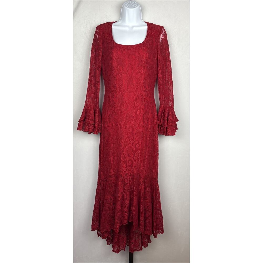 Vintage Onyx Nite Lace Dress Women's 6 Red Castlecore Fairy Goth Whimsigoth Y2K